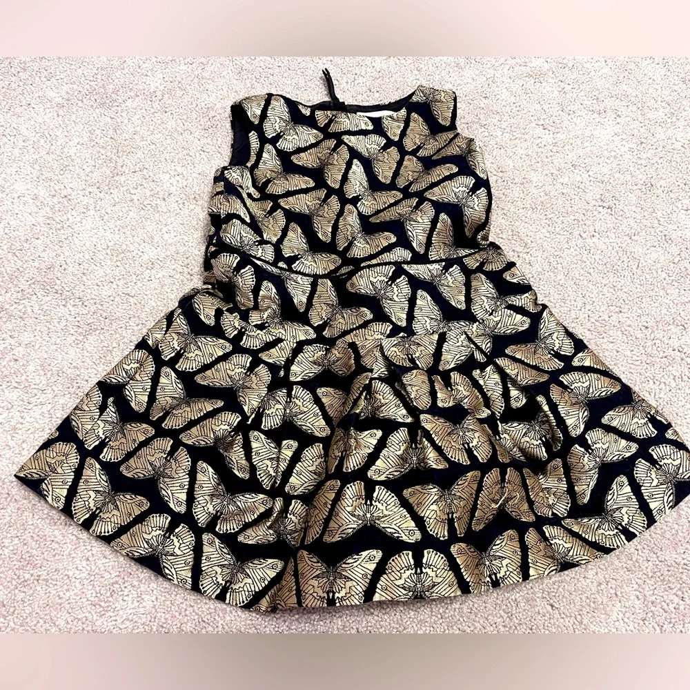 Crewcuts Black and Gold Fit and Flare Butterfly Dress